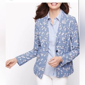 Floral Blazer. Light Blue and white Flowers. Brand: Talbots.
